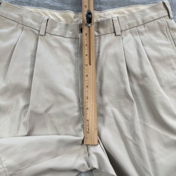 Brooks Brothers 346 Shorts Mens 36 Light Khaki Advantage Chino Cotton Pleated - Picture 7 of 12